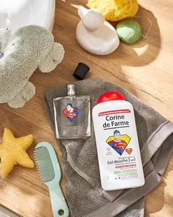 Corine de Farme - Żel pod prysznic dla dzieci 2 w 1 do ciała i włosów Superman - wyjątkowo miękki, preparat Clean Beauty - 100% francuska produkcja - 300 ml - Kosmetyki kąpielowe dla dzieci - miniaturka - grafika 1
