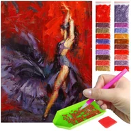 Malowanie po numerach - Haft Diamentowy ARTULIO, Obraz DIY 5D, Diamond Painting, Mozaika diamentowa 30x40cm (Zmysłowa tancerka w czerwieni) + zestaw akcesoriów - miniaturka - grafika 1