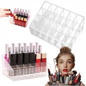 Pudełka i szkatułki - Organizer na kosmetyki szminki pojemnik szkatułka z przegrodami bezbarwny - miniaturka - grafika 1