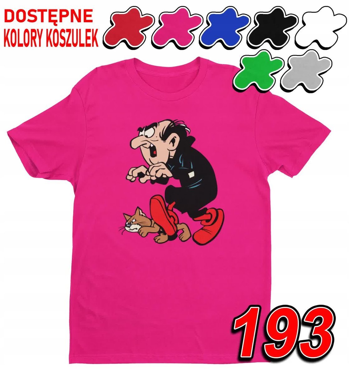 Dziecięca Koszulka T-Shirt Z Nadrukiem Gargamel Klakier Smerfy -M 134-140