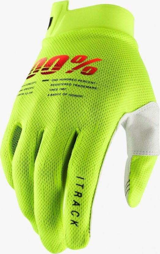 100% Rękawiczki 100% ITRACK Glove fluo yellow roz. L długość dłoni 193-200 mm NEW