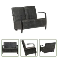 Sofy i kanapy - Sofa 2-osobowa The Living Store, szara, skóra naturalna - miniaturka - grafika 1