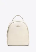 Plecaki - Mały plecak damski ze skóry naturalnej groszkowej kremowy - miniaturka - grafika 1