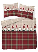 Pościel - Pościel 160x200 Świąteczna czerwona beżowa skrzaty 5259 A Bawełna 2024 - miniaturka - grafika 1
