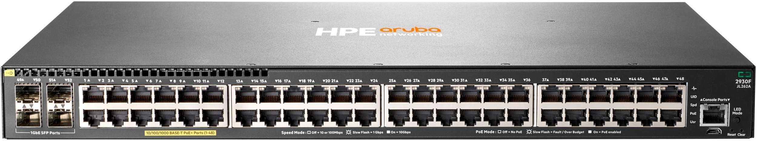Switch HPE Aruba Networking 2930F 48G PoE+ 4SFP Switch Zarządzany L3 Gigabit Ethernet 10/100/1000 Obsługa PoE 1U Szary