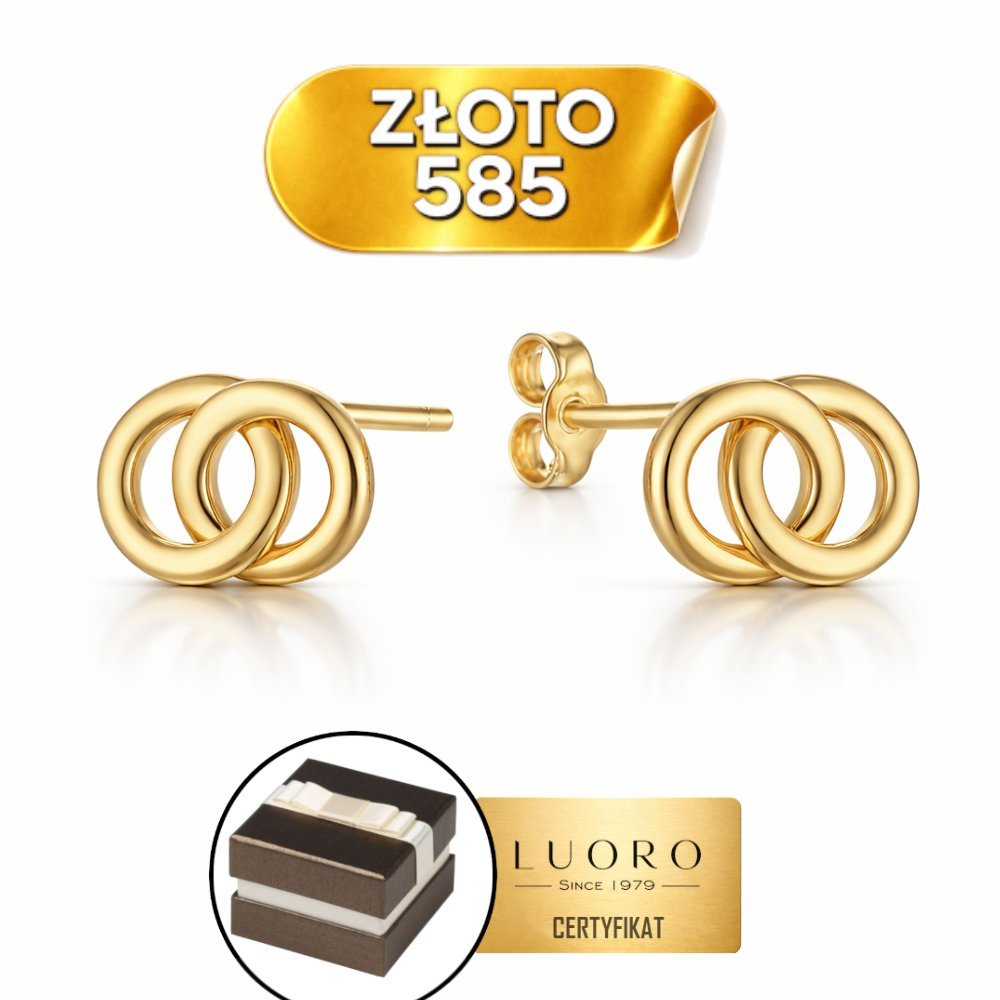 KOLCZYKI ZŁOTE 585 14K SPLOT SPLECIONE KÓŁECZKA 10X7 MM SZTYFT