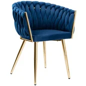 Taborety i hokery - Krzesło EHOKERY Cofton Gold Velvet Granatowy - miniaturka - grafika 1