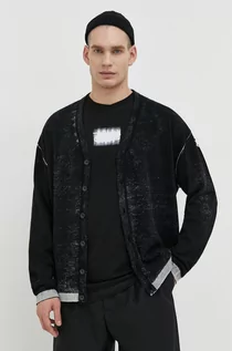 Swetry męskie - Diesel kardigan bawełniany kolor czarny - grafika 1