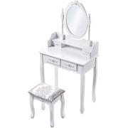 Toaletki - Toaletka z lustrem i taboretem 147 x 75 cm, biała - miniaturka - grafika 1
