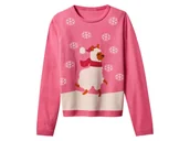 Swetry dla dziewczynek - esmara Sweter świąteczny dziecięcy z efektem LED (Różowy, 134/140) - esmara® - miniaturka - grafika 1