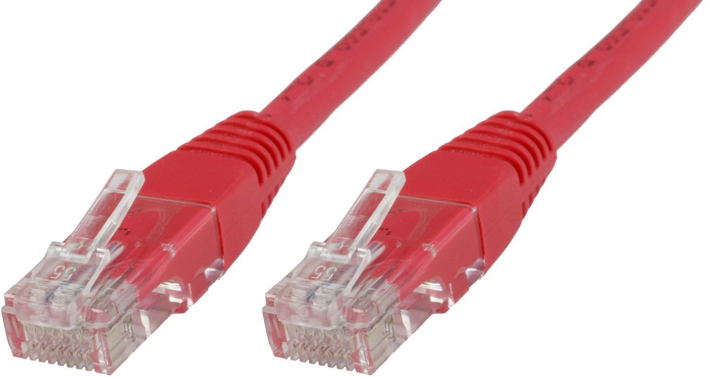 MicroConnect RJ-45/RJ-45, kat.5e, U/UTP, czerwony, 20m UTP520R