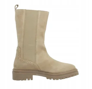 GEOX BEŻOWE KOZAKI DO POŁOWY ŁYDKI Z AŻUROWYMI DETALEM ZE SKÓRĄ 40 JŻA - Kozaki damskie - miniaturka - grafika 1