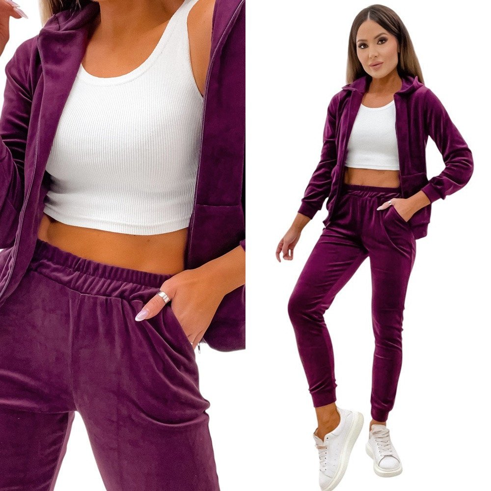 Damski Dres Komplet welurowy z kapturem XL / 42