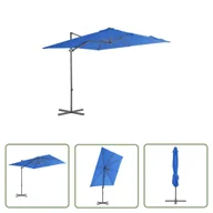 Parasole ogrodowe - The Living Store Parasol wiszący ze stalowym słupkiem - 250x250 cm - niebieski - Parasol Wiszący - miniaturka - grafika 1