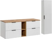 Meble łazienkowe - Zestaw meblowy 140cm z blatem i szafką wysoką - miniaturka - grafika 1