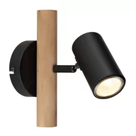 Lampy sufitowe - Globo Herti 57913-1 reflektor 1x5W GU10 LED czarny/drewniany - miniaturka - grafika 1