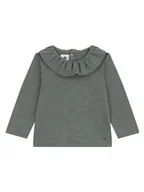 Bluzki damskie - Petit Bateau Bluzka z długim rękawem dla dziewczynek, Zielony Thuya, 3 Lata - miniaturka - grafika 1