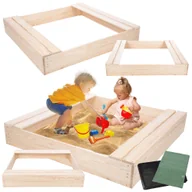Place zabaw - Piaskownica drewniana 120x120 z ławeczkami AGRO PLANDEKA eko drewno - miniaturka - grafika 1