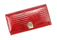 Portfele - Portfel Damski Skórzany GREGORIO Skóra Licowa Lakierowana Duży Z Suwakiem Zapinka Wewnątrz GL-102 CZERWONY 19 x 10 x 3,5 [cm] - miniaturka - grafika 1