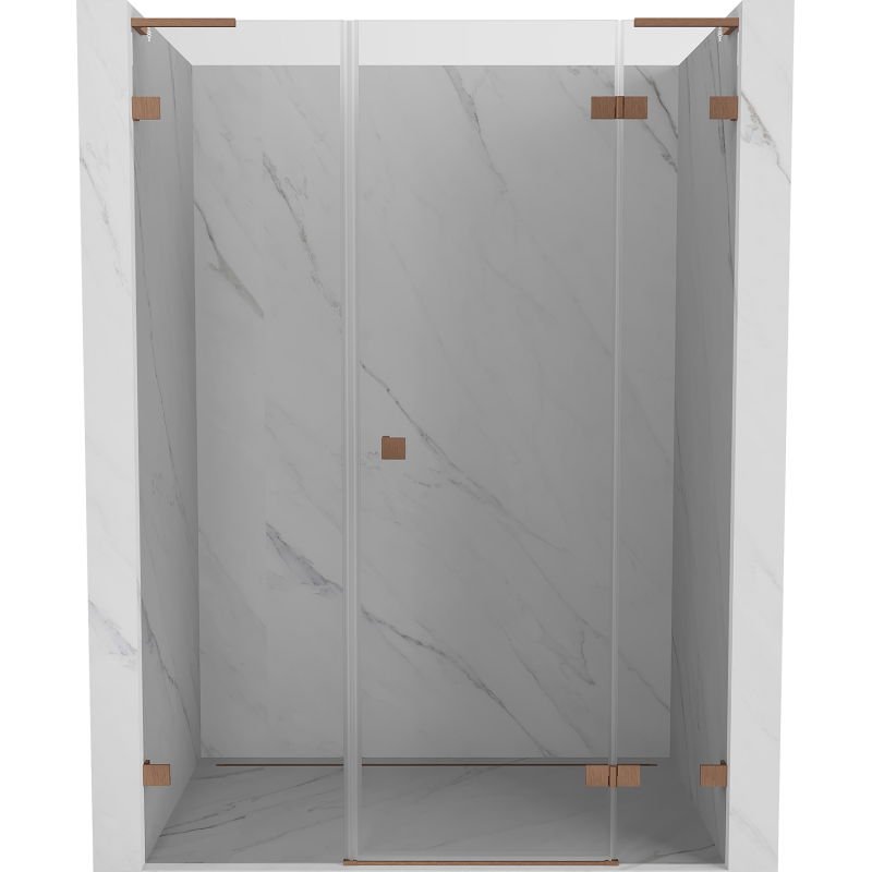 Mexen Lunar L drzwi prysznicowe uchylne prawe 155 cm, transparent, miedź szczotkowana - 834SL-155-050-65-00-P