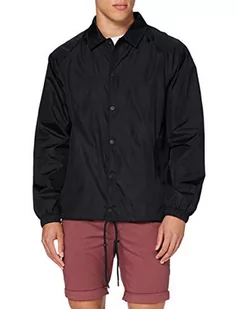 Build Your Brand Męska kurtka z zapięciem na zatrzask i kołnierzem Coach Jacket, Windbreaker dla mężczyzn dostępna w wielu kolorach, rozmiarach XS - 5XL, czarny, L - Kurtki męskie - miniaturka - grafika 1