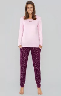 Piżamy damskie - Italian Fashion Klarysa piżama damska dł.dł., Kolor różowy-wzór, Rozmiar XXXL, - grafika 1