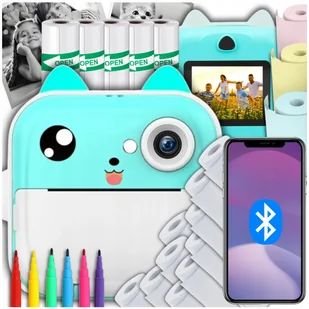 MINI DRUKARKA TERMICZNA APARAT NATYCHMIASTOWY DLA DZIECI + 3 rolki - Drukarki kart i etykiet - miniaturka - grafika 1