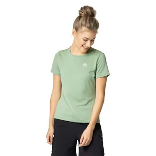 Koszulki sportowe damskie - Koszulka z krótkim rękawem trekkingowa damska Odlo T-shirt F-DRY zielona - grafika 1