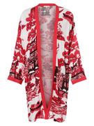Szlafroki damskie - Marie Lund - Kimono damskie, biały|wyrazisty róż - miniaturka - grafika 1