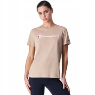 Koszulki i topy damskie - Koszulka damska Champion SS Tee beżowa 117534 MS079 XL - miniaturka - grafika 1