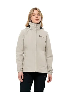 Jack Wolfskin Kurtka przeciwdeszczowa "Stormy Point" w kolorze beżowym - Kurtki i kamizelki sportowe damskie - miniaturka - grafika 1