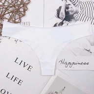 Majtki damskie - Różnokolorowe gładkie stringi - XL Biały - miniaturka - grafika 1