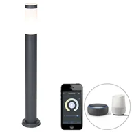 Lampy ogrodowe - QAZQA Inteligentny słupek do lampy zewnętrznej antracytowy 80 cm z Wi-Fi P45 - Rox - miniaturka - grafika 1
