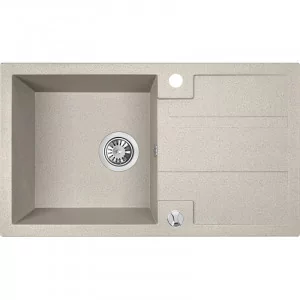 LAVEO SBB 411T BARBADOS Zlewozmywak granitowy 1 komora z ociekaczem Wymiary: 440x760x194 mm Kolor: beż W zestawie z syfonem Space Saving i korkiem automatycznym - Zlewozmywaki - miniaturka - grafika 1