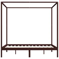 Łóżka - vidaXL Rama łóżka z baldachimem, ciemnobrązowa, lita sosna, 160x200 cm - miniaturka - grafika 1