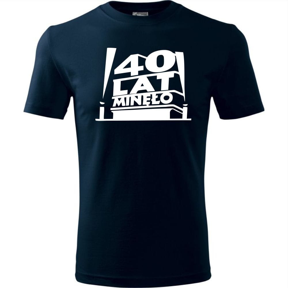 Męska Koszulka z Nadrukiem 40 lat minęło na Prezent Urodzinowy Upominek ciemny granat M