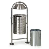 Kosze na śmieci - B2B Partner Zewnętrzny kosz na śmieci ze stali nierdzewnej, 27 l, 460 x 320 x 1150 mm A-228 - miniaturka - grafika 1