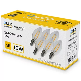 6X Żarówka E14 Led Filament 10W Ciepła Świeczka - Żarówki LED - miniaturka - grafika 1