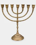 Świeczniki - Świecznik Siedmioramienny Menora Judaistyczna Złota Patynowana - miniaturka - grafika 1