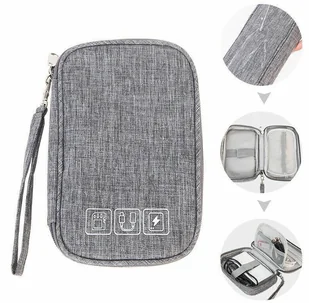 Organizer podróżny na kable i ładowarki szary - Torby na laptopy - miniaturka - grafika 4