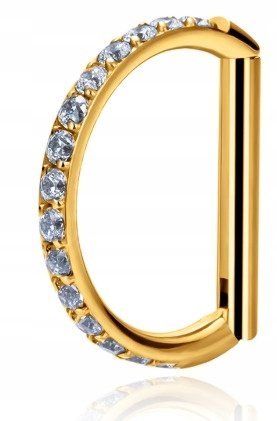 Tytanowy Kolczyk Clicker PIERCING Kształt D Cyrkonie HELIX Lobe 1,2/8