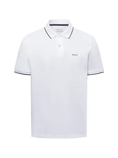 Gant Męska koszulka polo - Tipping Mężczyźni Bawełna biały jednolity, XXXL - Koszulki męskie - miniaturka - grafika 1