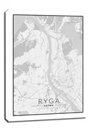 Obrazy i zdjęcia na płótnie - Ryga mapa czarno biała - obraz na płótnie Wymiar do wyboru: 90x120 cm - miniaturka - grafika 1