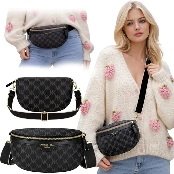 Nerka Saszetka Damska Torebka Na Ramię Crossbody Biodrówka Czarna Miejska