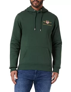 GANT Męska bluza z kapturem Medium Archive Shield, Zielony (Storm Green), XS - Bluzy męskie - miniaturka - grafika 1