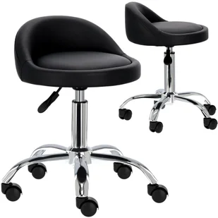 Taboret kosmetyczny fryzjerski z oparciem czarny krzesło obrotowe hoker SPA mobilny - Krzesła i taborety kosmetyczne - miniaturka - grafika 1