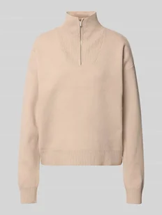 Sweter o kroju regular fit z zapinanym kołnierzem model ‘OREE’ - Swetry damskie - miniaturka - grafika 1