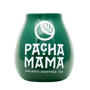 Tykwa Ceramiczna zielona z logo Pachamama - 350 ml - Yerba Mate - miniaturka - grafika 1