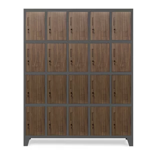 Szafa Skrytkowa JAN NOWAK ROBERT, 1360 x 1720 x 450 mm, metalowa: antracytowa/orzech, Loftowa, Szafa BHP basenowa ze schowkami - Szafy - miniaturka - grafika 1