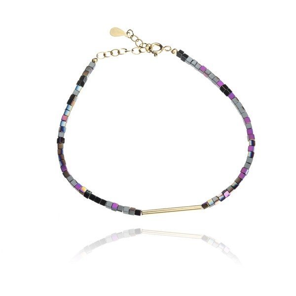 ankabizuteria.pl Bransoletka srebrna pozłacana z kolorowymi hematytam